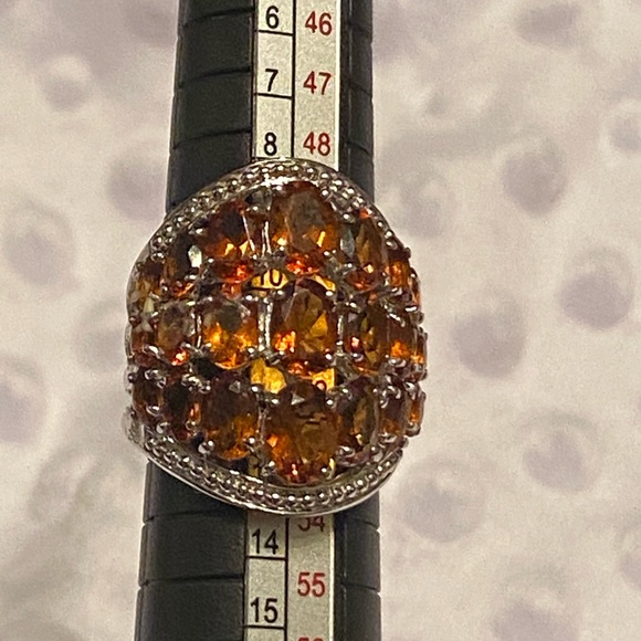 Honey Amber Cluster Victorian Style Sterling Silver Ring - Picture 8 of 8